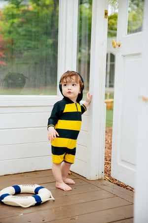 Honeybee Yellow Hoodie Baby 3/4 Sleeve Swimsuit - Go PJ Party