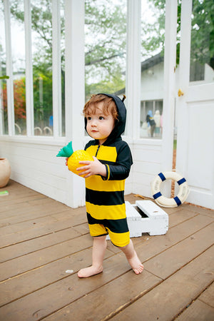 Honeybee Yellow Hoodie Baby 3/4 Sleeve Swimsuit - Go PJ Party