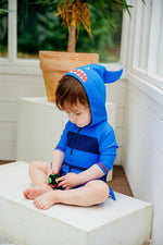 Baby Shark Blue Hoodie Baby 3/4 Sleeve Swimsuit - Go PJ Party