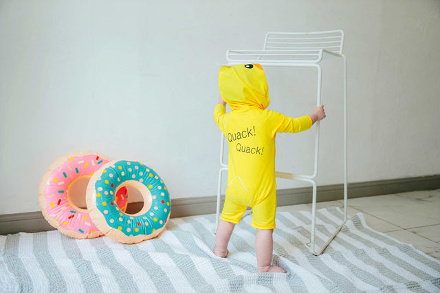 Duckling Yellow Hoodie Baby 3/4 Sleeve Swimsuit - Go PJ Party