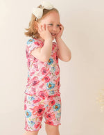 Shirring Blooming Pink Short Sleeve Pajamas