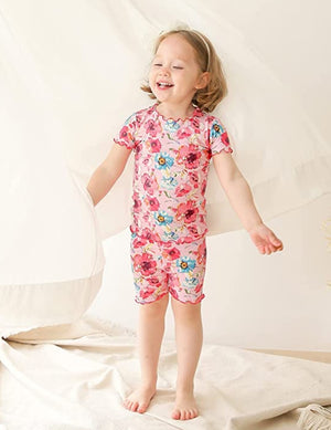 Shirring Blooming Pink Short Sleeve Pajamas