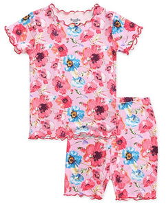 Shirring Blooming Pink Short Sleeve Pajamas