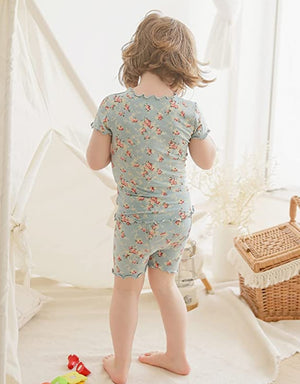 Shirring Flower Mint Short Sleeve Pajamas