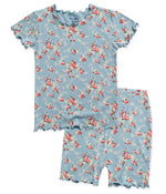 Shirring Flower Mint Short Sleeve Pajamas