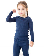 Shirring Navy Long Sleeve Pajama - Go PJ Party