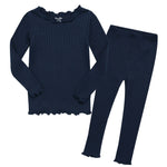 Shirring Navy Long Sleeve Pajama - Go PJ Party