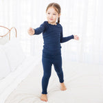 Shirring Navy Long Sleeve Pajama - Go PJ Party