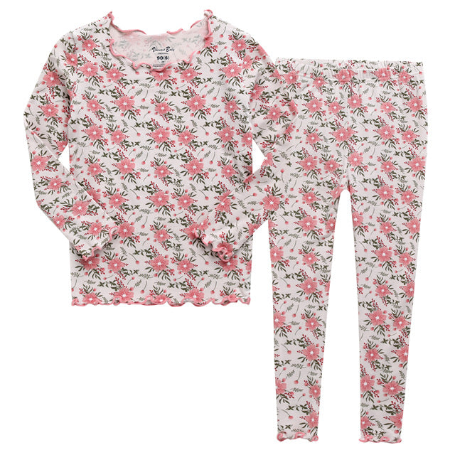 Shirring Pink Flower Modal Long Sleeve Pajama