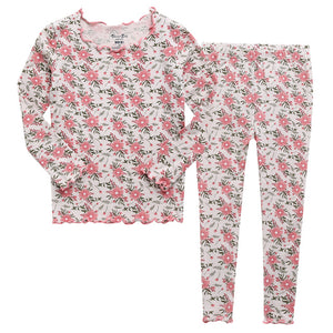 Shirring Pink Flower Modal Long Sleeve Pajama