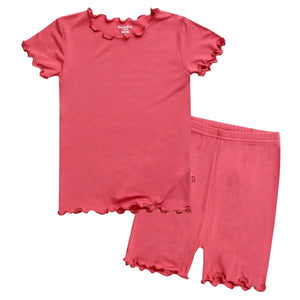 Shirring Rose Coral Short Sleeve Pajamas