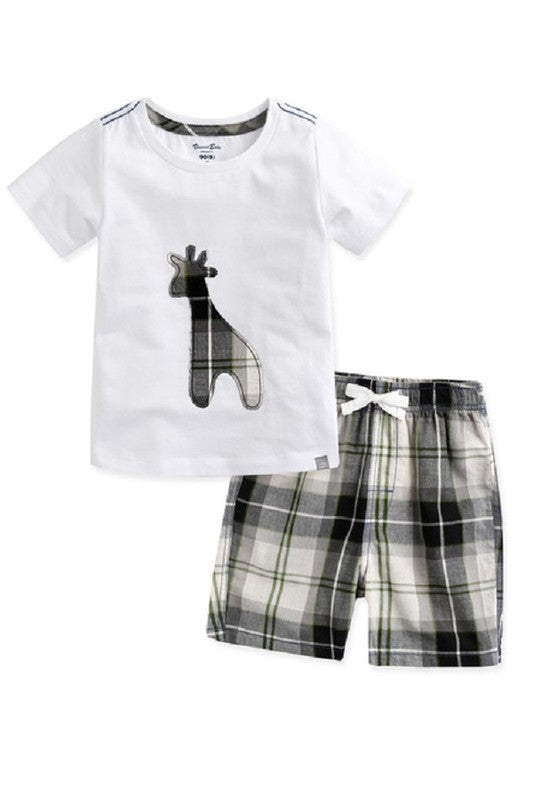 Giffy White Short Sleeve Tee & Shorts Set - Go PJ Party
