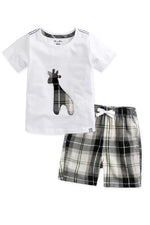 Giffy White Short Sleeve Tee & Shorts Set - Go PJ Party