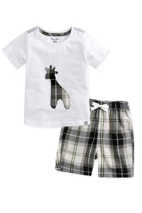 Giffy White Short Sleeve Tee & Shorts Set - Go PJ Party