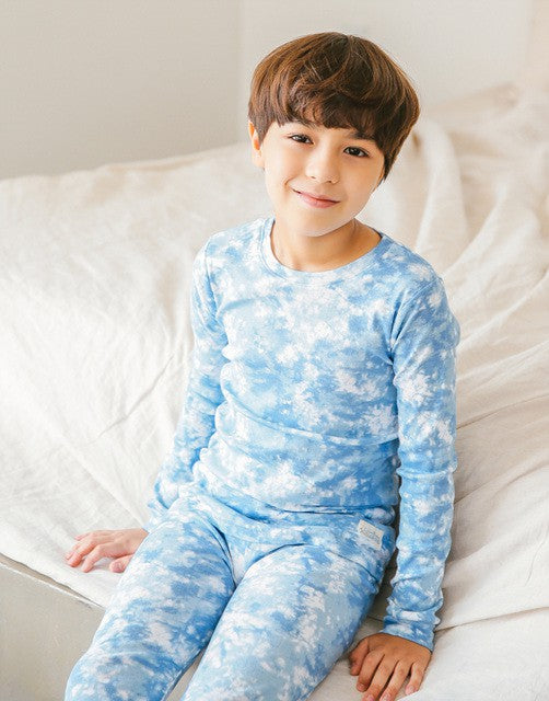 Tie Dye Milk Blue Long Sleeve Pajama