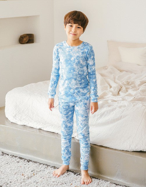 Tie Dye Milk Blue Long Sleeve Pajama