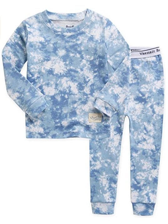 Tie Dye Milk Blue Long Sleeve Pajama