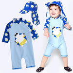 Tanning Bear Blue Baby 3/4 Sleeve Swimsuit - Go PJ Party