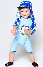 Tanning Bear Blue Baby 3/4 Sleeve Swimsuit - Go PJ Party