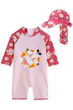 Tanning Bear Pink Baby 3/4 Sleeve Swimsuit - Go PJ Party