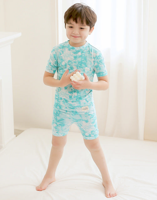 Tie Dye Mint Bamboo Short Sleeve Pajamas