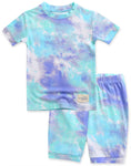 Tie Dye Mint Blue Bamboo Short Sleeve Pajamas