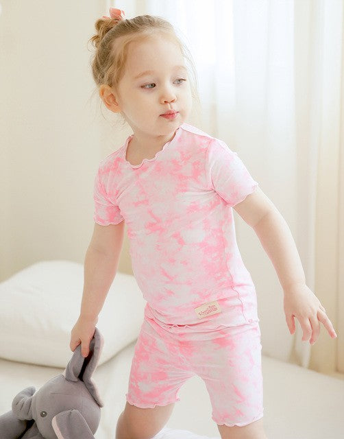 Tie Dye Neon Pink Bamboo Short Sleeve Pajamas