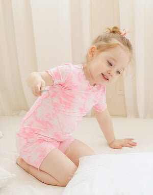 Tie Dye Neon Pink Bamboo Short Sleeve Pajamas