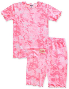 Tie Dye Neon Pink Bamboo Short Sleeve Pajamas