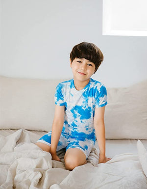 Tie Dye Ocean Blue Short Sleeve Pajamas