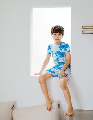 Tie Dye Ocean Blue Short Sleeve Pajamas