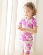 Tie Dye Purple Cream Shirring Short Sleeve Pajamas