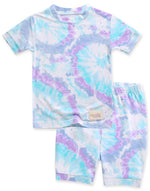 Tie Dye Purple Mint Bamboo Short Sleeve Pajamas