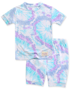 Tie Dye Purple Mint Bamboo Short Sleeve Pajamas