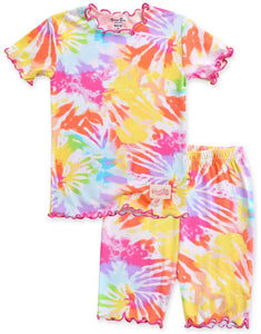 Tie Dye Rainbow Bamboo Short Sleeve Pajamas