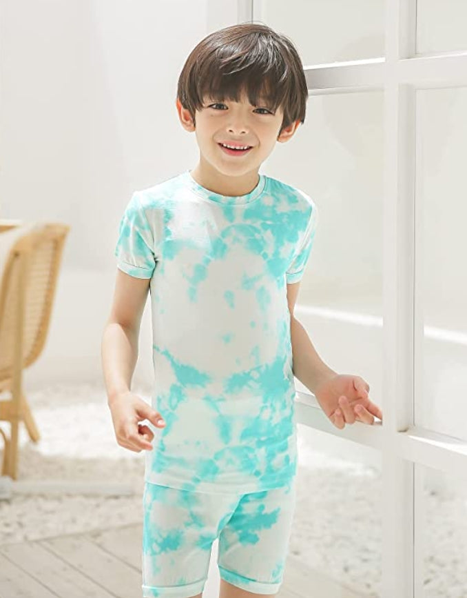 Tie Dye Sky Cream Short Sleeve Pajamas