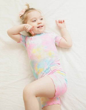 Tie Dye Tropical Neon Pink Bamboo Short Sleeve Pajamas