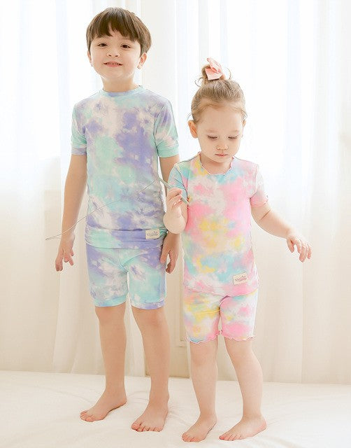 Tie Dye Tropical Neon Pink Bamboo Short Sleeve Pajamas