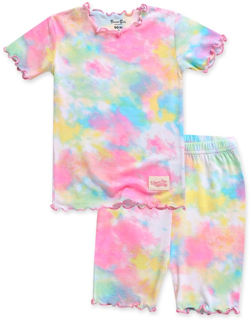 Tie Dye Tropical Neon Pink Bamboo Short Sleeve Pajamas