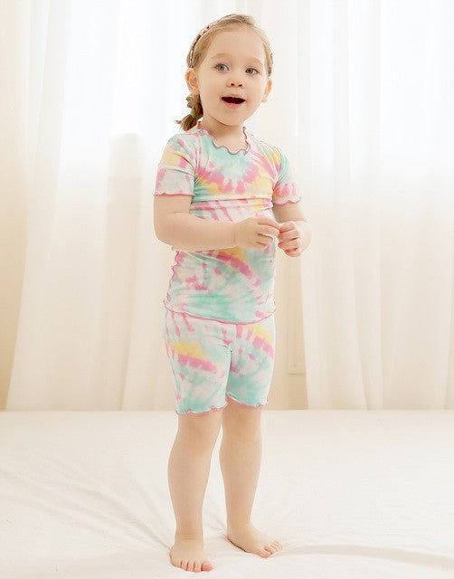 Tie Dye Mint Pink Bamboo Short Sleeve Pajamas