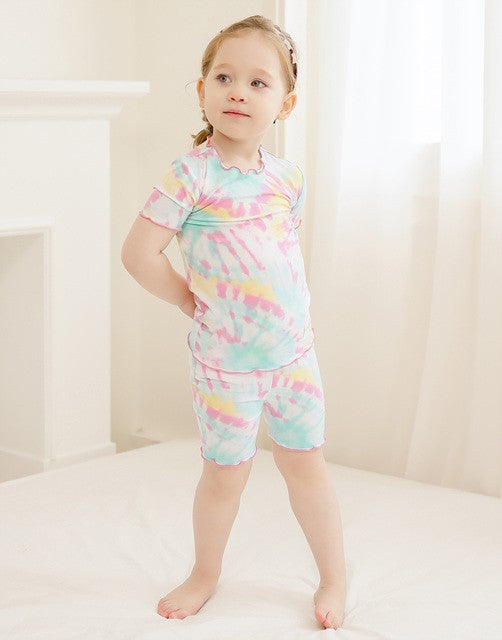 Tie Dye Mint Pink Bamboo Short Sleeve Pajamas