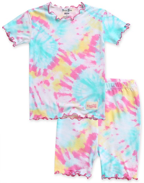 Tie Dye Mint Pink Bamboo Short Sleeve Pajamas