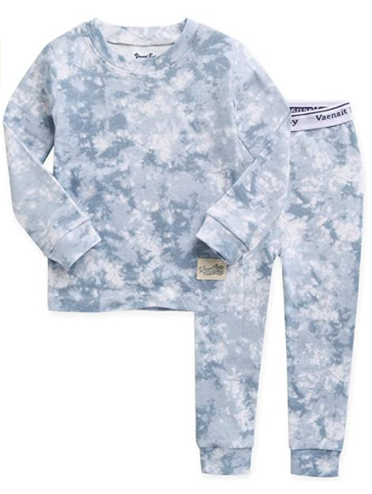 Tie Dye Grey Blue Long Sleeve Pajama