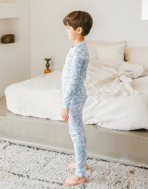 Tie Dye Grey Blue Long Sleeve Pajama