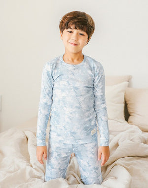 Tie Dye Grey Blue Long Sleeve Pajama