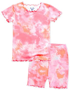 Tie dye Neon Pink Orange Short Sleeve Pajamas