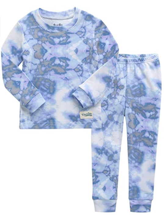 Tie Dye Warm Blue Long Sleeve Pajama