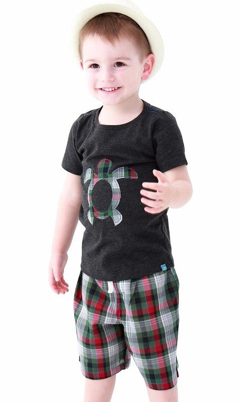 Turtle Charcoal Short Sleeve Tee & Shorts Set - Go PJ Party