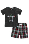 Turtle Charcoal Short Sleeve Tee & Shorts Set - Go PJ Party
