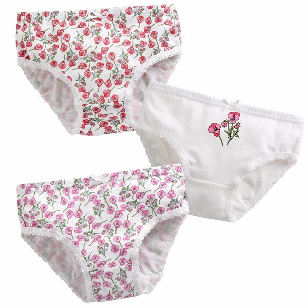 White and Pansy Bikini briefs 3pack - Go PJ Party